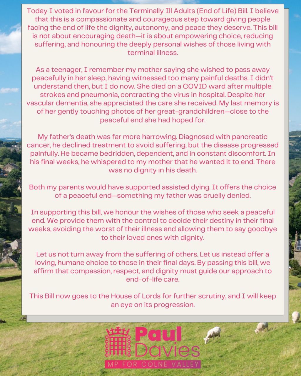 Terminally Ill Adults (End of Life)&nbsp;Bill