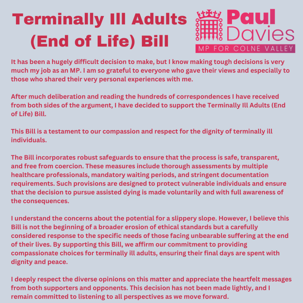 Terminally Ill Adults (End of Life)&nbsp;Bill
