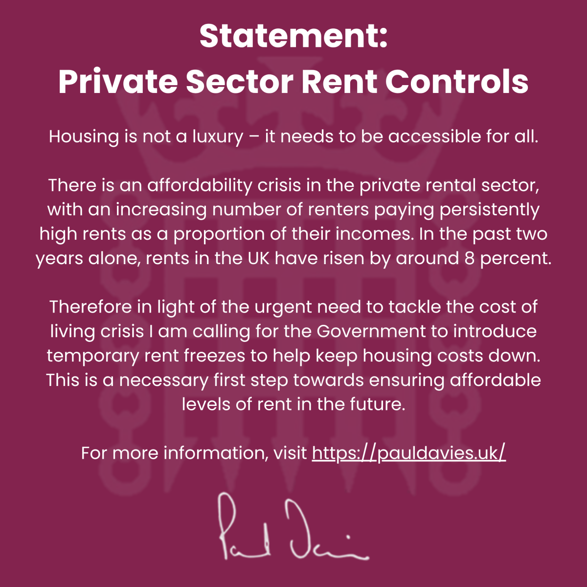 Statement: Private Sector Rent&nbsp;Controls
